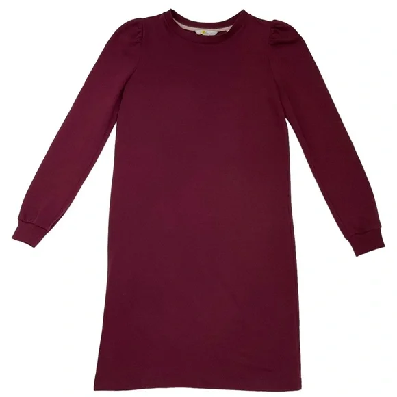 Boden Women’s Puff Sleeve Sweatshirt Dress - Burgundy Long Sleeve Stretc… - Picture 8 of 16